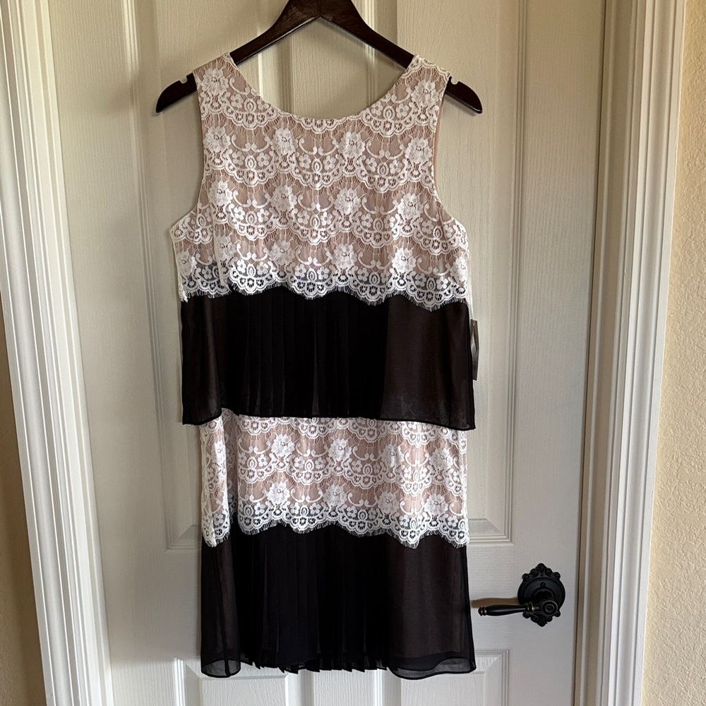 Jessica Simpson Black and White Lace Mini Dress